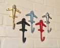 Load image into Gallery viewer, Airplane Hook(18 Colors), Plane Wall Decor, Jet Hook, Kids Coat Hook, Pilot, Flight Attendant Gift, Coat Hook, Hooks for Wall, Towel Hook