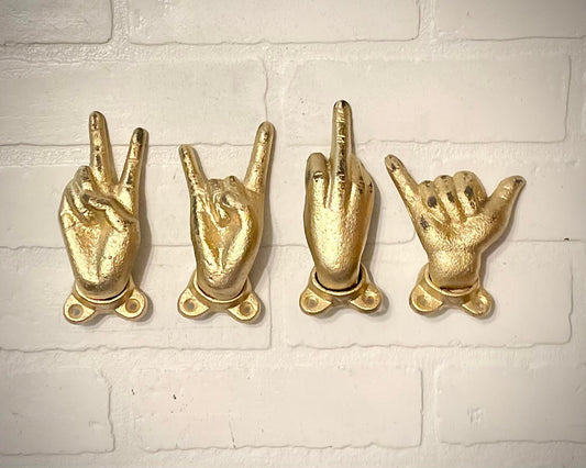 Peace Hook (18 Colors), Hang Ten Hook, Middle Finger Hook, Shaka Hook, Rock On Hook, Surfer Decor, Rockstar, Rocker, Music Decor