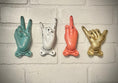 Load image into Gallery viewer, Peace Hook (18 Colors), Hang Ten Hook, Middle Finger Hook, Shaka Hook, Rock On Hook, Surfer Decor, Rockstar, Rocker, Music Decor