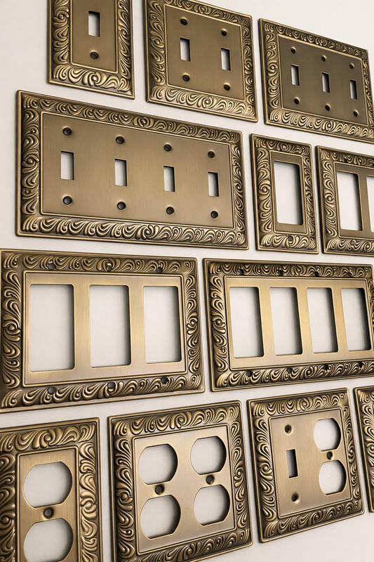 Filigree Antique Brass Switch Plates
