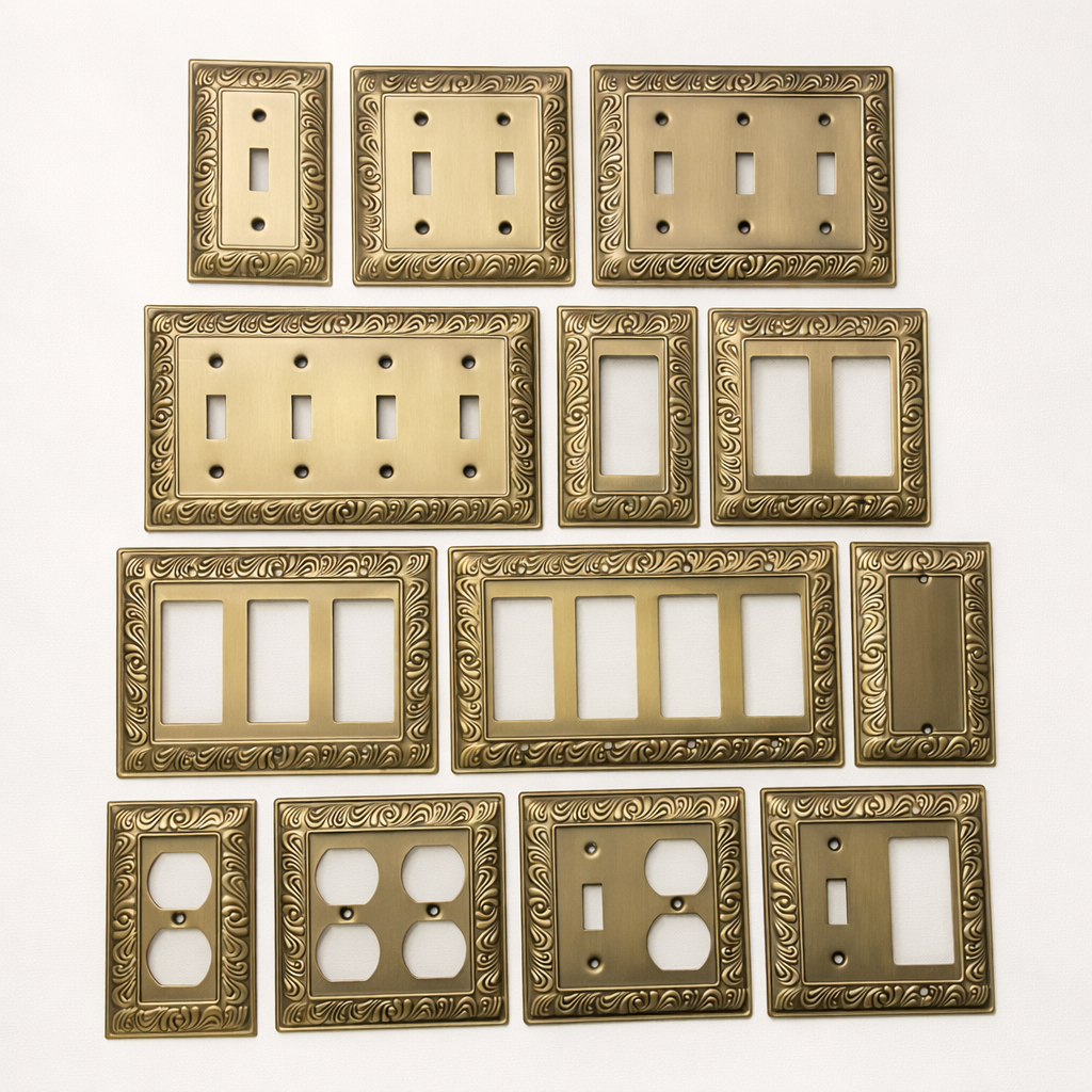 Filigree Antique Brass Switch Plates