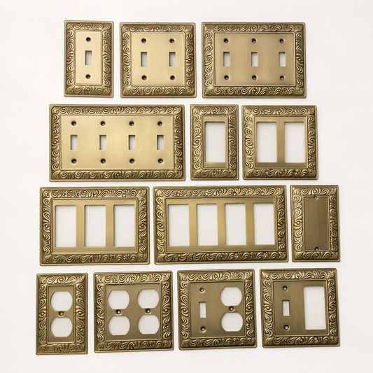 Filigree Antique Brass Switch Plates