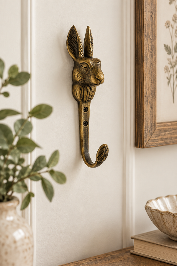 Antique Brass Bunny Rabbit Hook