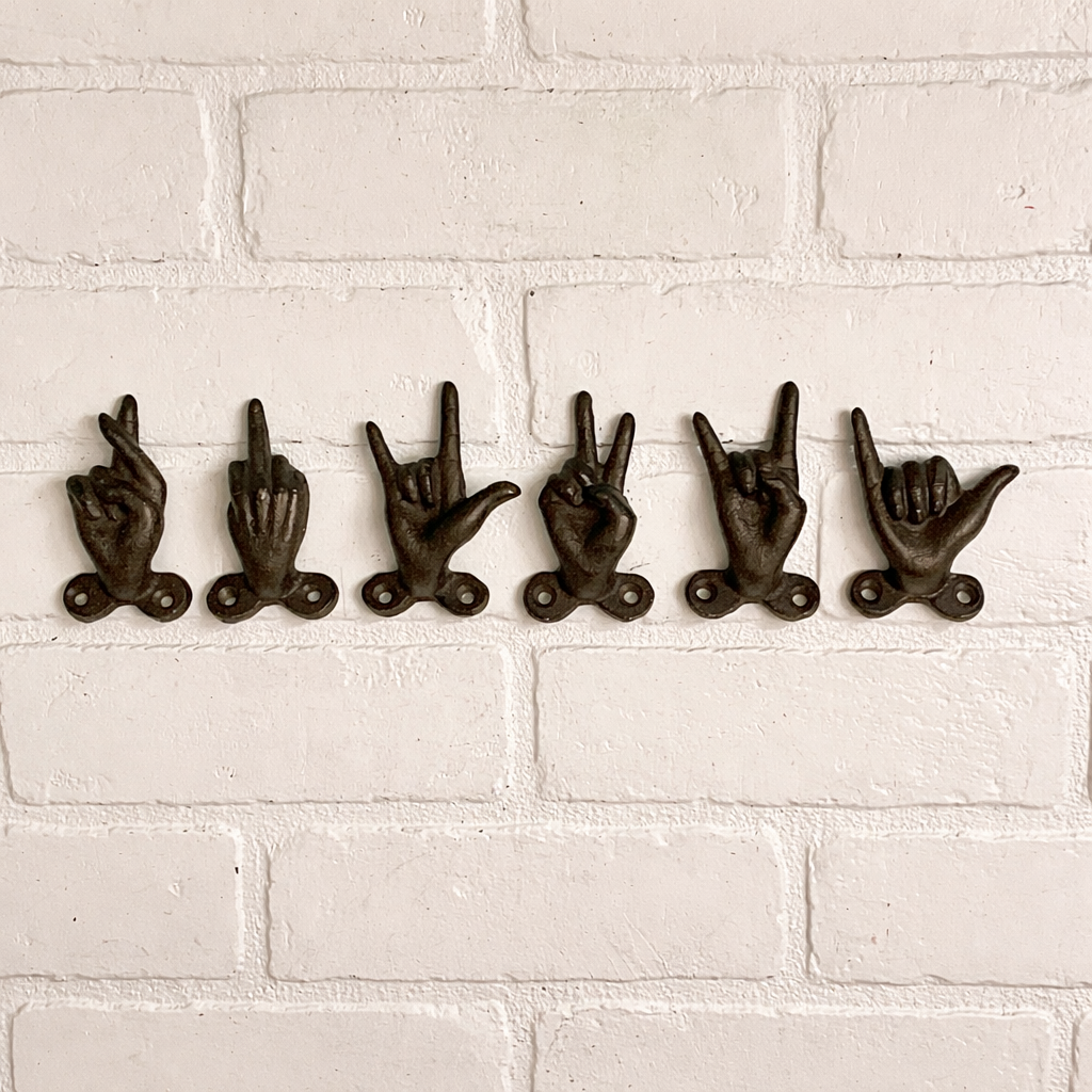 Cast Iron Small Hand Wall Hook (6 Styles)