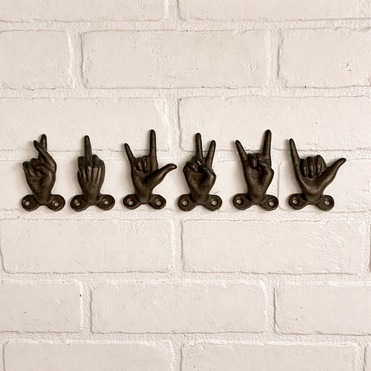 Cast Iron Small Hand Wall Hook (6 Styles)