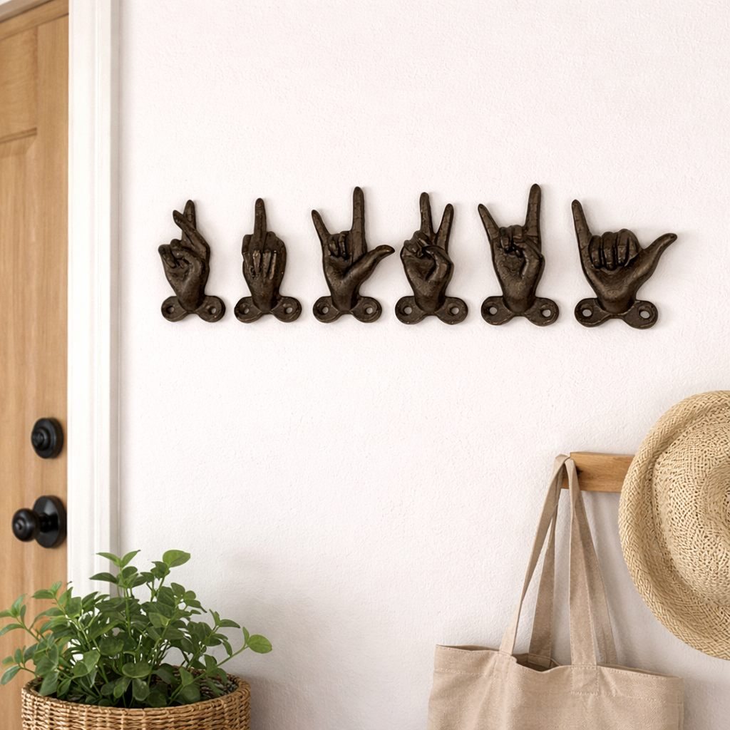 Cast Iron Small Hand Wall Hook (6 Styles)