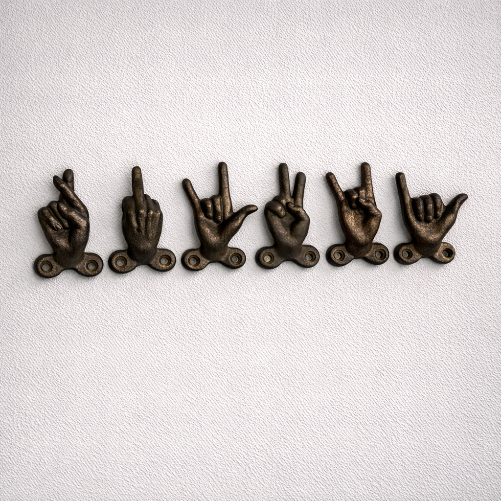 Cast Iron Small Hand Wall Hook (6 Styles)