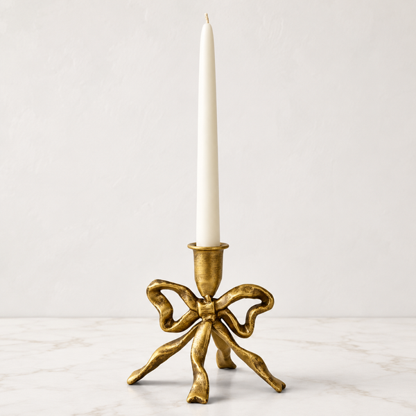 Vintage Gold Bow Candle Stick Holder
