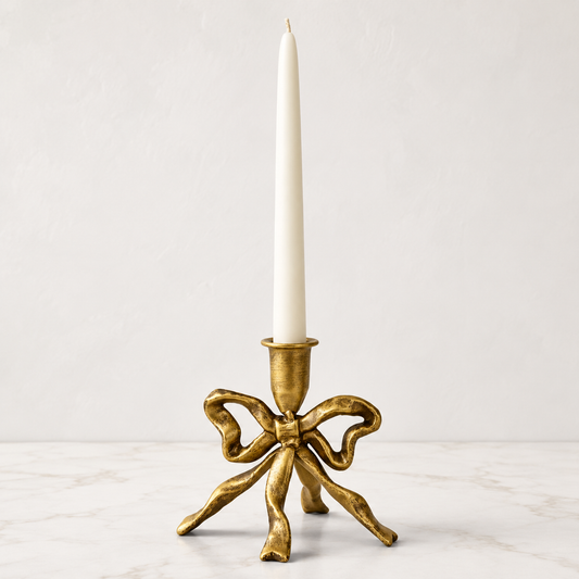 Vintage Gold Bow CandleStick Holder