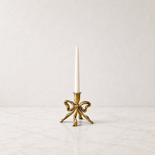 Vintage Gold Bow CandleStick Holder