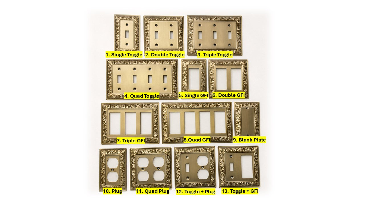 Filigree Antique Brass Switch Plates