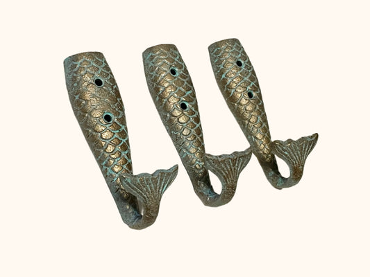 Bronze Patina Mermaid Tail Hook