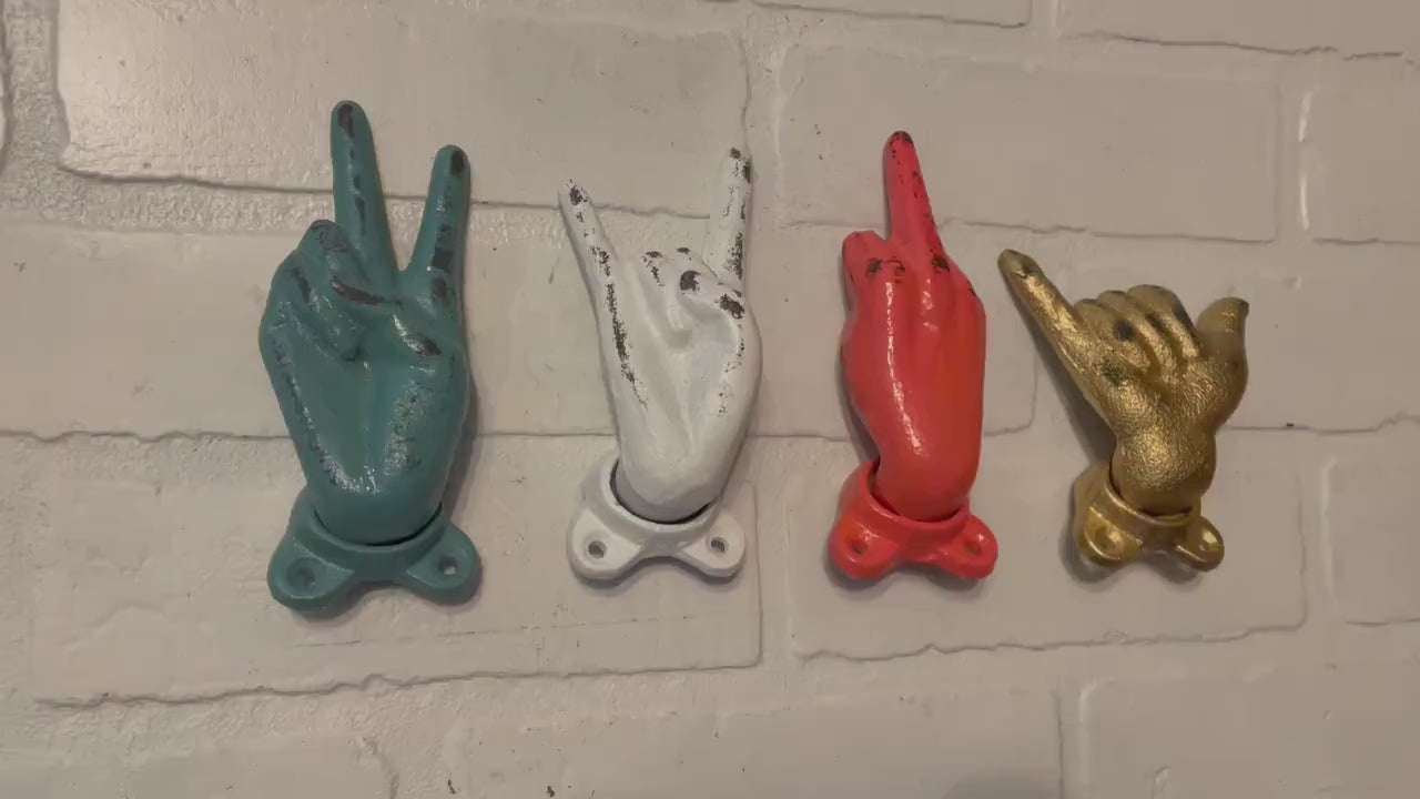 Peace Hook (18 Colors), Hang Ten Hook, Middle Finger Hook, Shaka Hook, Rock On Hook, Surfer Decor, Rockstar, Rocker, Music Decor