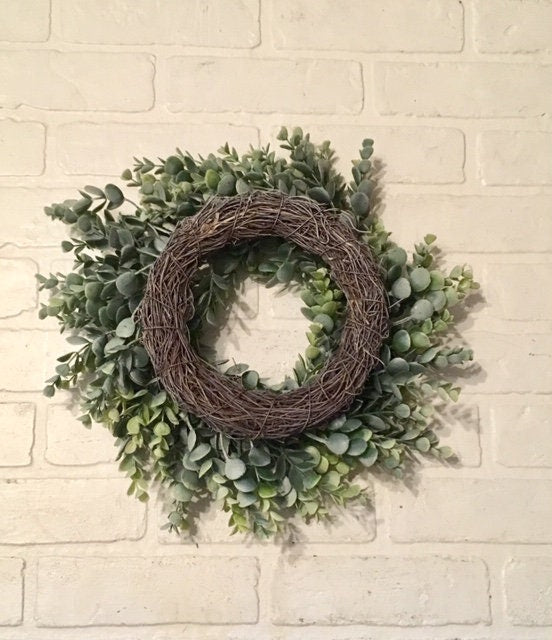 Eucalyptus Wreath, Wreath, Farmhouse Wreath, Green Wreath, Wreaths, Faux Eucalyptus Wreath, Door Wreath
