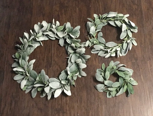 Lambs Ear Wreath, Mini Wreath, Candle Ring, Farmhouse Wreath, Mini Wreath Farmhouse, Mini Lamb Ear Wreath, Wreath, Wreaths, Wedding Wreath