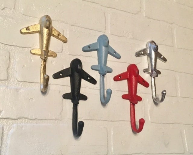 Airplane Hook(18 Colors), Plane Wall Decor, Jet Hook, Kids Coat Hook, Pilot, Flight Attendant Gift, Coat Hook, Hooks for Wall, Towel Hook