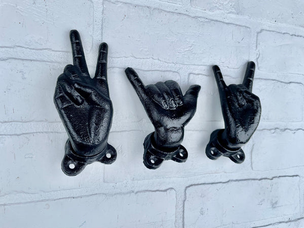 Peace Hook(18 Colors), Hang Ten Hook, Middle Finger Hook, Shaka Hook, Rock On Hook, Surfer Decor, Rockstar, Rocker, Music Decor