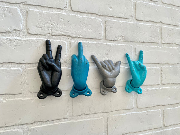 Peace Hook(18 Colors), Hang Ten Hook, Middle Finger Hook, Shaka Hook, Rock On Hook, Surfer Decor, Rockstar, Rocker, Music Decor